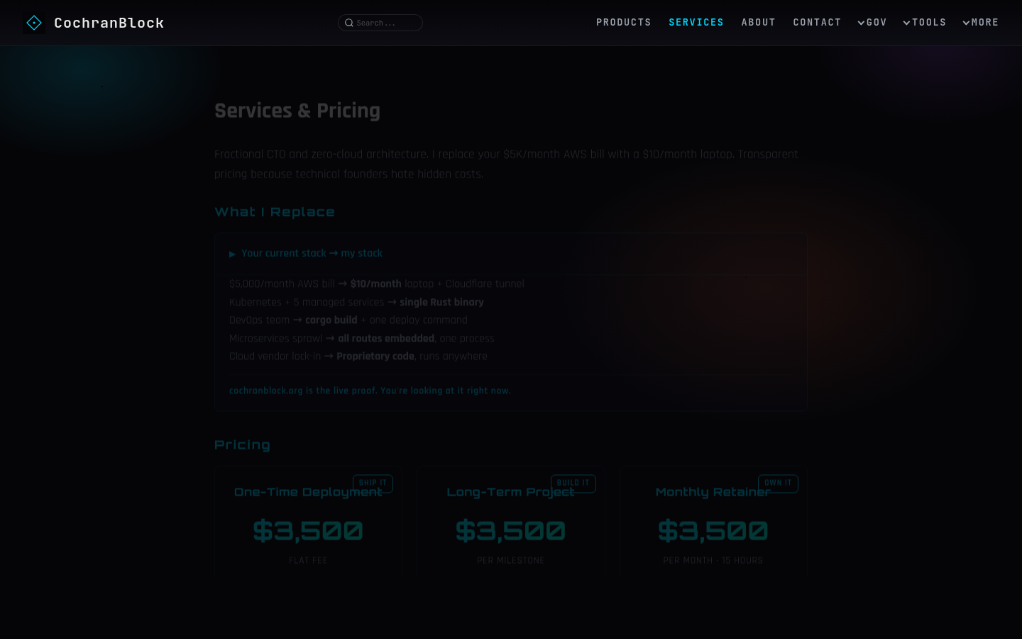 Services page